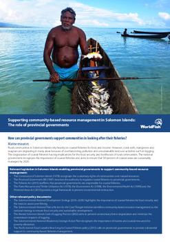 Supporting community-based resource management in Solomon Islands: The role of provincial governments Supporting community-based resource management in Solomon Islands: The role of provincial governments