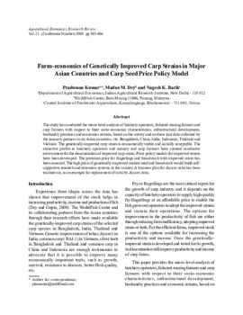 Farm-economics of genetically improved carp strains in major Asian countries and carp seed price policy model