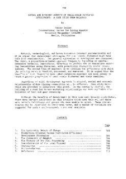 Social and economic aspects of small-scale fisheries development: a case study from Malaysia