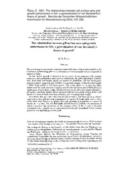 The relationships between gill surface area and growth performance in fish: a generalization of von Bertalanffy's theory of growth