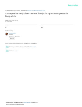 A comparative study of two seasonal floodplain aquaculture systems in Bangladesh A comparative study of two seasonal floodplain aquaculture systems in Bangladesh