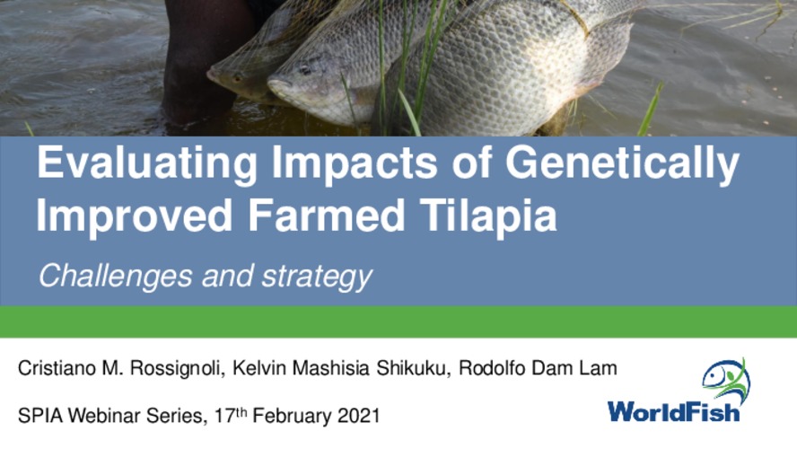 Evaluating impacts of Genetically Improved Farmed Tilapia: Challenges and strategy Evaluating impacts of Genetically Improved Farmed Tilapia: Challenges and strategy