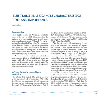 Fish trade in Africa: its characteristics, role and importance