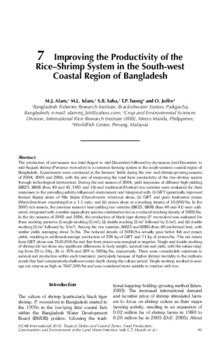 Improving the productivity of the rice-shrimp system in the South-west coastal region of Bangladesh Improving the productivity of the rice-shrimp system in the South-west coastal region of Bangladesh