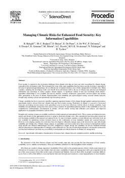Managing climatic risks for enhanced food security: key information capabilities Managing climatic risks for enhanced food security: key information capabilities