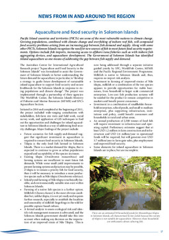 Aquaculture and food security in Solomon Islands Aquaculture and food security in Solomon Islands