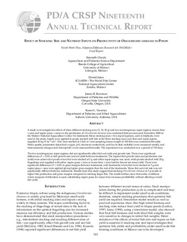 Effect of stocking size and nutrient inputs on productivity of Oreochromis shiranus in ponds