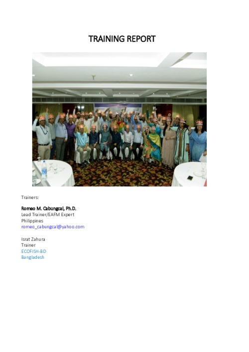 The Essential Ecosystem Approach to Fisheries Management (EAFM) training report The Essential Ecosystem Approach to Fisheries Management (EAFM) training report