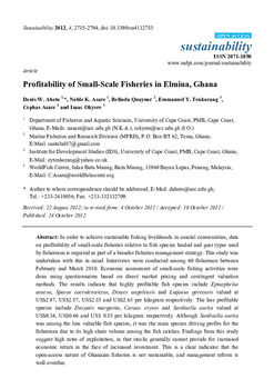 Profitability of small-scale fisheries in Elmina, Ghana Profitability of small-scale fisheries in Elmina, Ghana