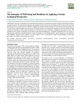 The interplay of well-being and resilience in applying a social-ecological perspective