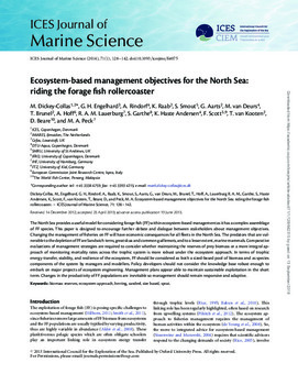 Ecosystem-based management objectives for the North Sea: riding the forage fish rollercoaster Ecosystem-based management objectives for the North Sea: riding the forage fish rollercoaster