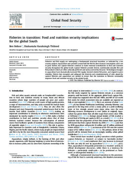 Fisheries in transition: Food and nutrition security implications for the global South Fisheries in transition: Food and nutrition security implications for the global South