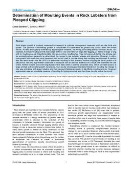 Determination of moulting events in rock lobsters from pleopod clipping