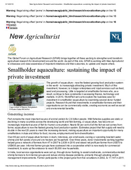 Smallholder aquaculture: sustaining the impact of private investment