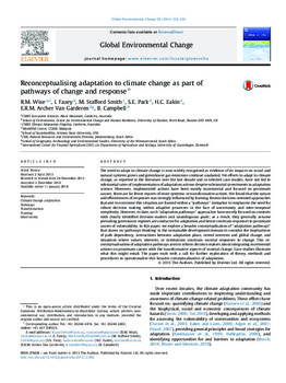 Reconceptualising adaptation to climate change as part of pathways of change and response Reconceptualising adaptation to climate change as part of pathways of change and response