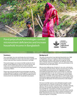 Pond polyculture technologies combat micronutrient deficiencies and increase household income in Bangladesh Pond polyculture technologies combat micronutrient deficiencies and increase household income in Bangladesh