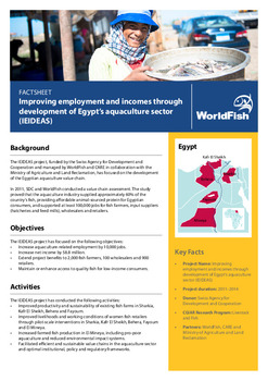 Improving employment and incomes through development of Egypt's aquaculture sector (IEIDEAS) Improving employment and incomes through development of Egypt's aquaculture sector (IEIDEAS)