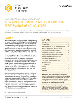 Improving productivity and environmental performance of aquaculture Improving productivity and environmental performance of aquaculture