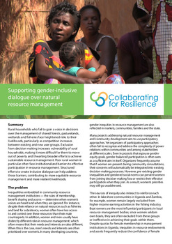 Supporting gender-inclusive dialogue over natural resource management Supporting gender-inclusive dialogue over natural resource management