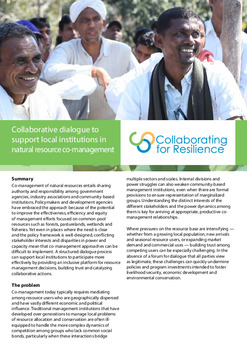 Collaborative dialogue to support local institutions in natural resource co-management