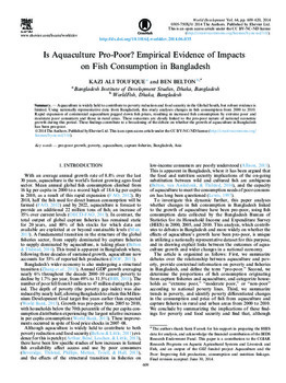 Is Aquaculture pro-poor? Empirical evidence of impacts on fish consumption in Bangladesh Is Aquaculture pro-poor? Empirical evidence of impacts on fish consumption in Bangladesh