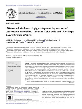 Attenuated virulence of pigment-producing mutant of Aeromonas veronii bv. sobria in HeLa cells and Nile tilapia (Oreochromis niloticus)