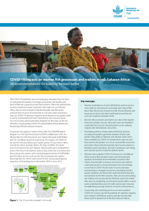 COVID-19 impacts on women fish processors and traders in sub-Saharan Africa: 10 recommendations for building forward better