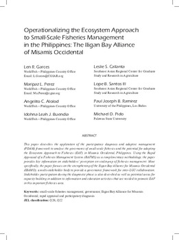 Operationalizing the ecosystem approach to small-scale fisheries Management in the Philippines: The Iligan Bay Alliance of Misamis Occidental