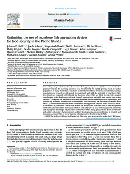 Optimising the use of nearshore fish aggregating devices for food security in the Pacific Islands