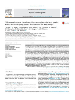 Differences in sexual size dimorphism among farmed tilapia species and strains undergoing genetic improvement for body weight