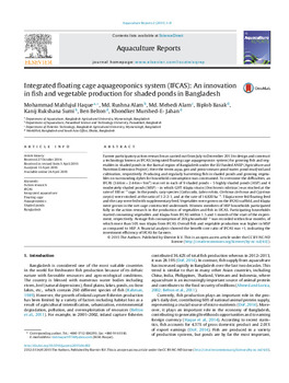 Integrated floating cage aquageoponics system (IFCAS): An innovation in fish and vegetable production for shaded ponds in Bangladesh Integrated floating cage aquageoponics system (IFCAS): An innovation in fish and vegetable production for shaded ponds in Bangladesh