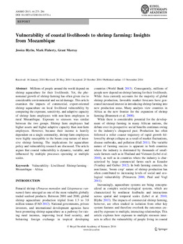 Vulnerability of coastal livelihoods to shrimp farming: Insights from Mozambique Vulnerability of coastal livelihoods to shrimp farming: Insights from Mozambique
