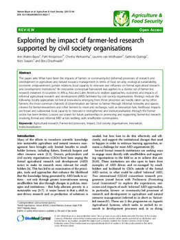 Exploring the impact of farmer-led research supported by civil society organisations Exploring the impact of farmer-led research supported by civil society organisations