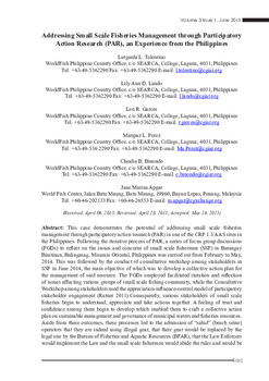 Addressing small scale fisheries management through Participatory Action Research (PAR), an experience from the Philippines