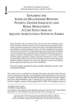 Exploring the intricate relationship between poverty, gender inequality and rural masculinity: A Case study from an Aquatic Agricultural System in Zambia Exploring the intricate relationship between poverty, gender inequality and rural masculinity: A Case study from an Aquatic Agricultural System in Zambia