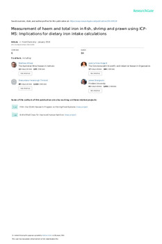 Measurement of haem and total iron in fish, shrimp and prawn using ICP-MS: Implications for dietary iron intake calculations