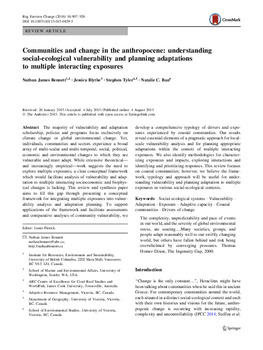 Communities and change in the anthropocene: understanding social-ecological vulnerability and planning adaptations to multiple interacting exposures