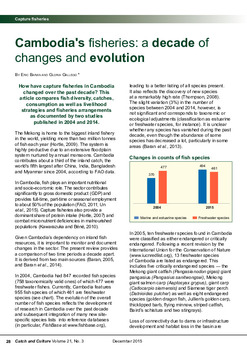 Cambodias fisheries: a decade of changes and evolution