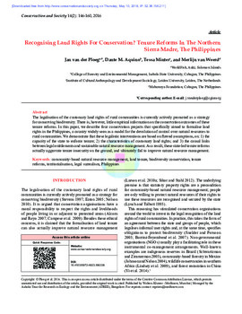 Recognising land rights for conservation? tenure reforms in the Northern Sierra Madre, The Philippines