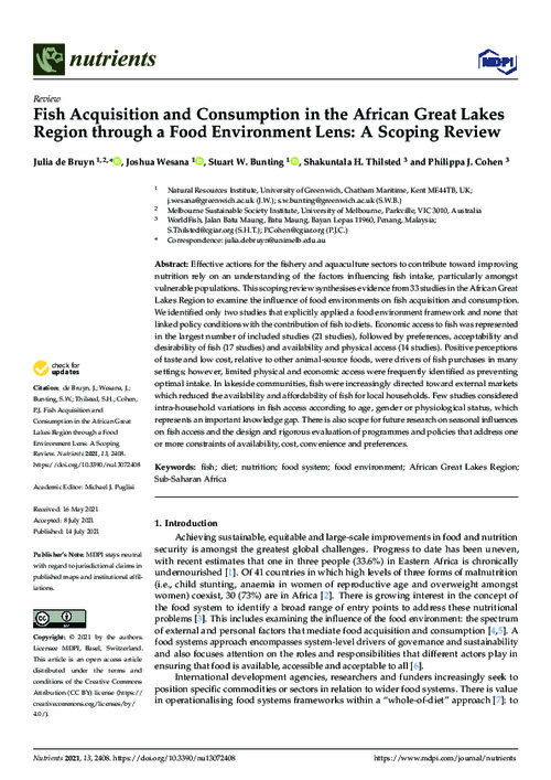 Fish Acquisition and Consumption in the African Great Lakes Region through a Food Environment Lens: A Scoping Review