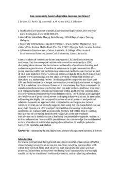 Can community-based adaptation increase resilience Can community-based adaptation increase resilience