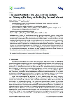 The Social context of the Chinese food system: An Ethnographic study of the Beijing seafood market The Social context of the Chinese food system: An Ethnographic study of the Beijing seafood market