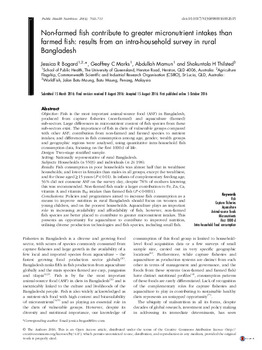 Non-farmed fish contribute to greater micronutrient intakes than farmed fish: results from an intra-household survey in rural Bangladesh