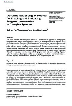 Outcome evidencing: A Method for enabling and evaluating Program intervention in complex systems