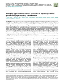 Identifying opportunities to improve governance of aquatic agricultural systems through participatory action research Identifying opportunities to improve governance of aquatic agricultural systems through participatory action research