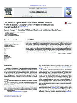 The Impact of aquatic salinization on fish habitats and poor communities in a changing climate: Evidence from southwest coastal Bangladesh The Impact of aquatic salinization on fish habitats and poor communities in a changing climate: Evidence from southwest coastal Bangladesh