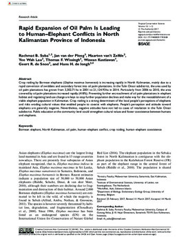 Rapid expansion of oil palm is leading to human-elephant conflicts in North Kalimantan province of Indonesia Rapid expansion of oil palm is leading to human-elephant conflicts in North Kalimantan province of Indonesia
