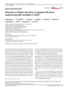 Detection of Tilapia Lake Virus in Egyptian fish farms experiencing high mortalities in 2015