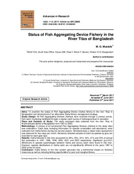 Status of Fish Aggregating Device fishery in the River Titas of Bangladesh