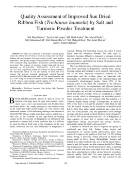 Quality assessment of improved sun dried ribbon fish (Trichiurus haumela) by salt and turmeric powder treatment